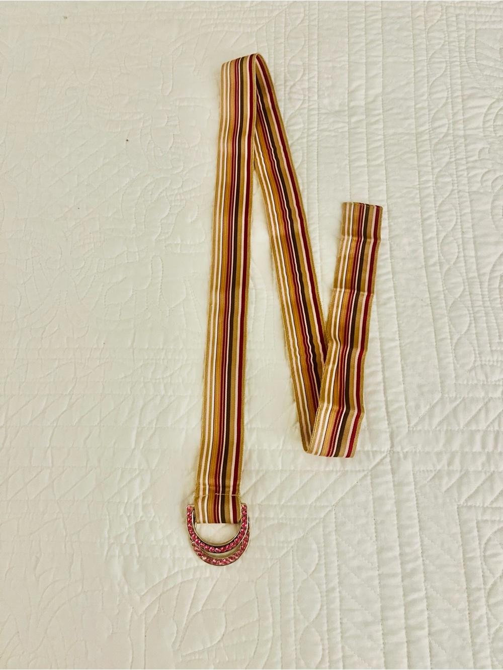Banana Republic Striped Fabric Belt in Mustard, Burgundy, Cream and Tan